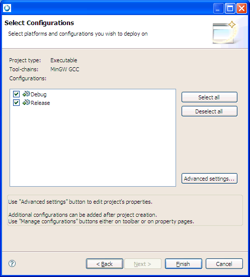 Select platforms and configurations