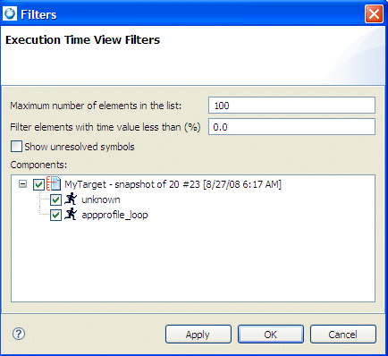 Filtering dialog