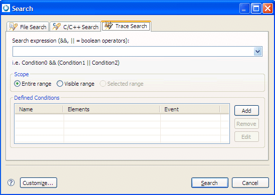 System Profiler: Search dialog